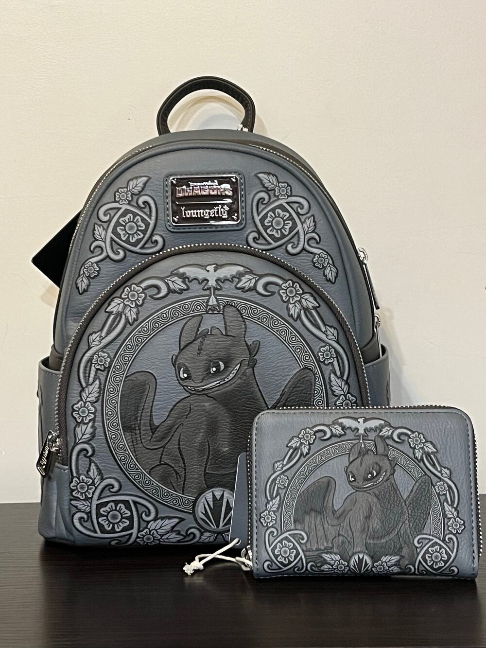 Loungefly How To Train Your Dragon Toothless Portrait Mini Backpack Wallet Set